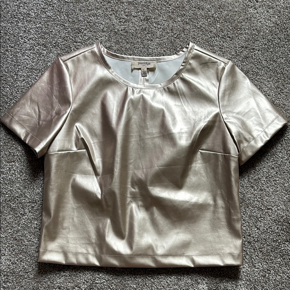 Porridge Clothing  Silver Metallic Boxy Crop Top